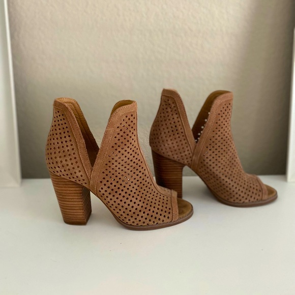 LUCKY BRAND - Brown Suede Peep Toe Booties - Picture 2 of 9